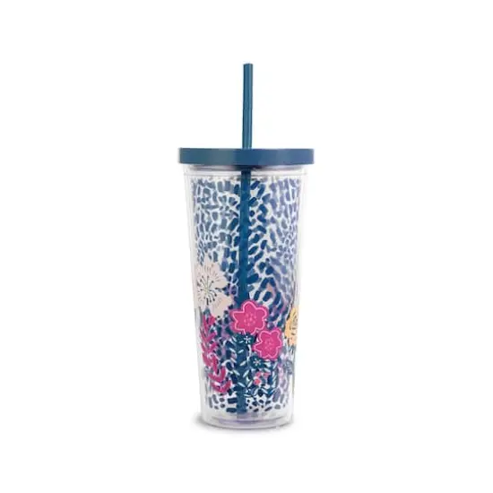 Steel Mill & Co. 24oz. Mosaic Floral Tumbler with Straw {1}