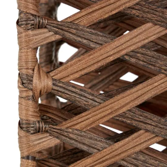 6ft. Copper Metal Geometric Handmade Foldable Freestanding Woven Room Divider Screen {7}