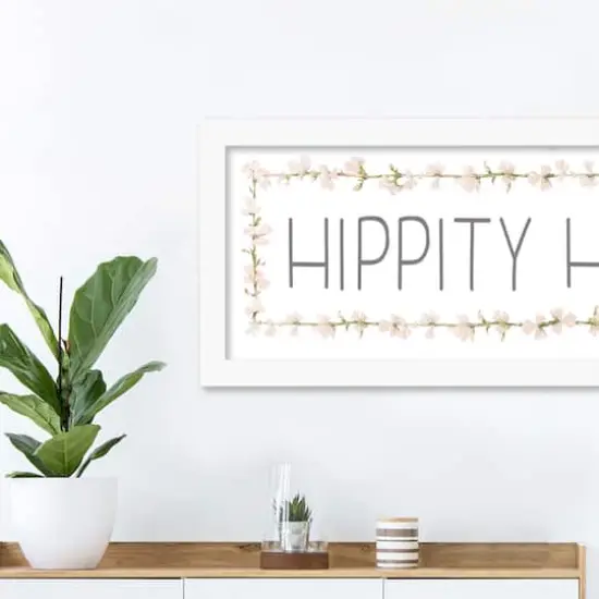 Hippity Hoppity Gray 12" x 36" White Framed Print Under Plexiglass {4}