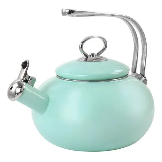 Martha Stewart 1.5qt. Mint Enamel on Steel Stovetop Tea Kettle {1}