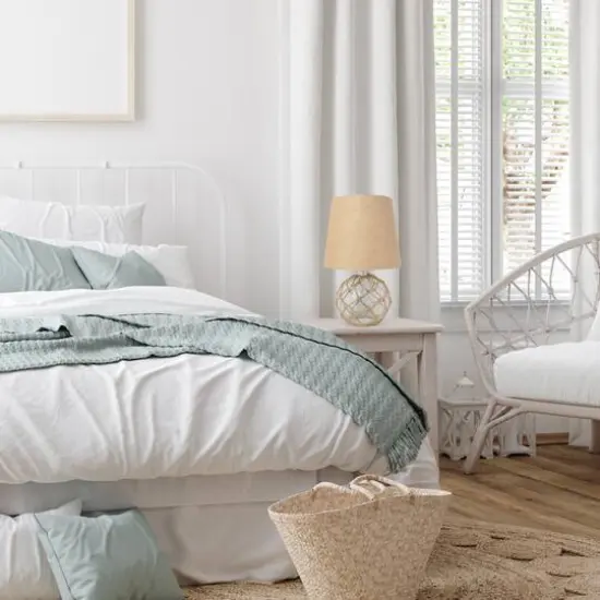 Lalia Home 15" Glass Rope Table Lamp with Shade Clear and Burlap {6}