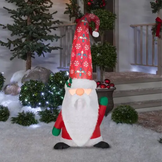 5ft. Airblown&reg; Inflatable Christmas Gnome with Damask Cap {3}