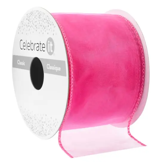 2.5" x 10yd. Pink Organza Wired Ribbon by Celebrate It&trade; Classic {1}