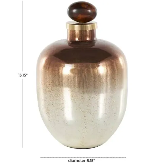 13" Gold, Beige & Copper Glass Speckled Ombre Decorative Jar {8}