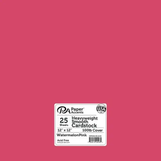 PA Paper&trade; Accents Smooth 12"x 12" Heavyweight Cardstock, 25 Sheets Watermelon Pink {1}