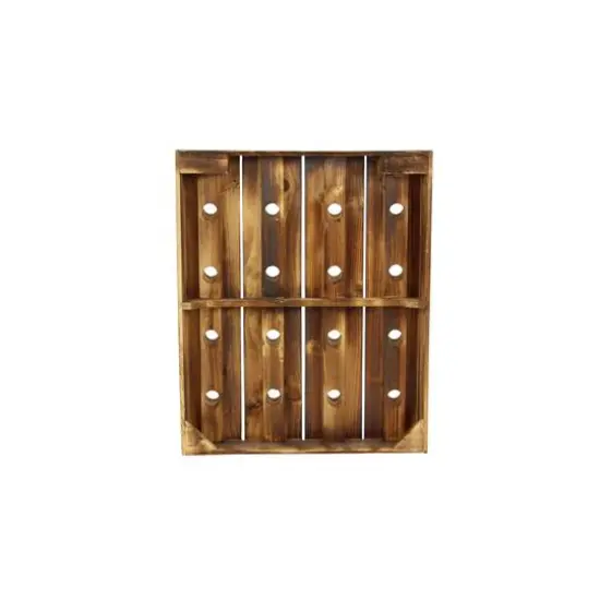 25" Brown Wood Rustic Wine Holder Rack {5}