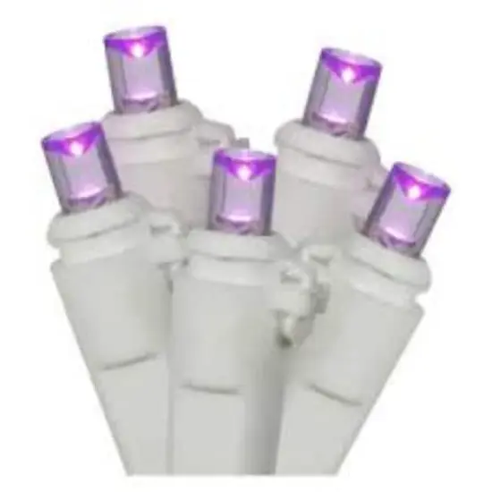 50ct. LED Wide Angle Christmas String Lights with White Wire Purple {5}