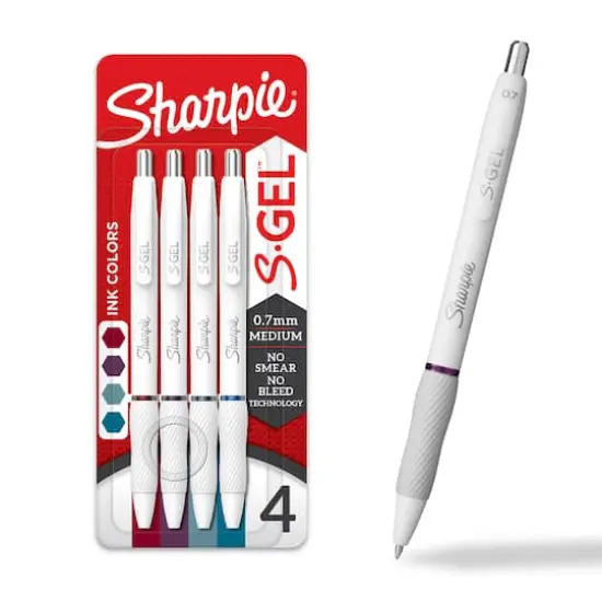 Sharpie&reg; S-Gel&trade; 0.7mm Medium Point Bold Jewel Pens with White Fashion Barrel, 4ct. {1}