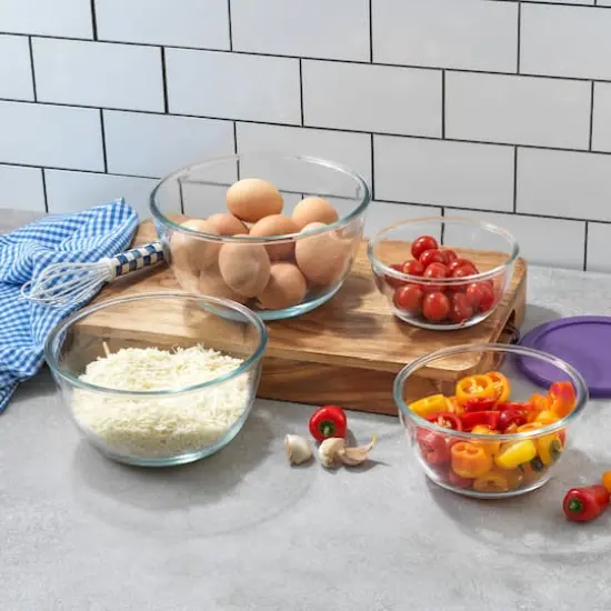 JoyJolt&reg; Glass Mixing Bowls with Lids Set Purple {6}