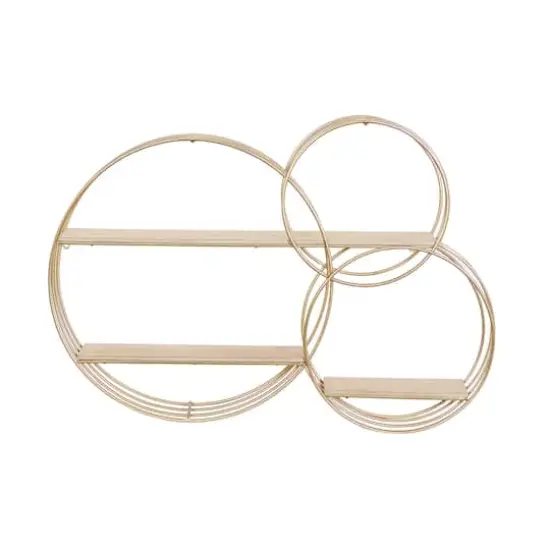 Gold Metal Contemporary Wall Shelf, 26" x 37" x 6" {1}