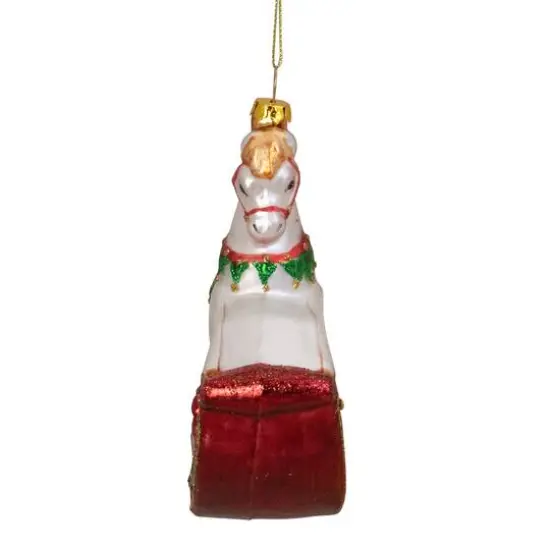 5" Glass Traditional Rocking Horse with Gifts Ornament {6}