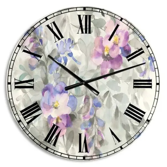 Designart Garden Dreams Flower Farmhouse Wall Clock {1}