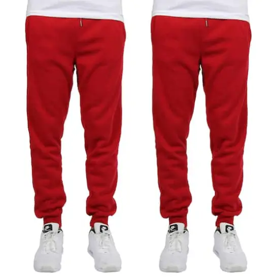 Galaxy by Harvic Men's Fleece-Lined Jogger Sweatpants 2 Pack Red/Red {1}