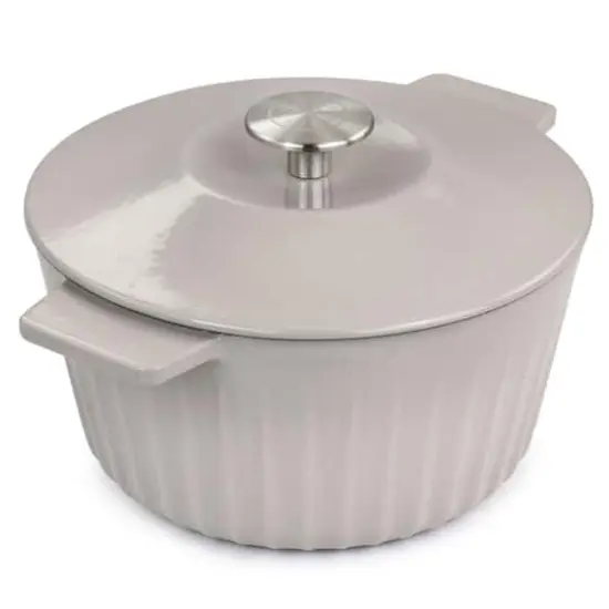 Martha Stewart 3qt. Light Taupe Enameled Cast Iron Dutch Oven with Lid {3}