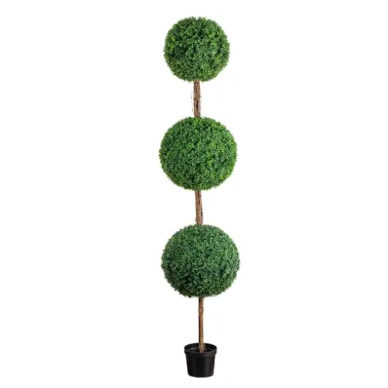 8ft. UV Resistant Artificial Triple Ball Boxwood Topiary Tree (Indoor/Outdoor) {1}