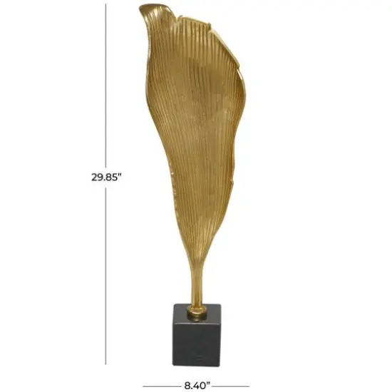 39.75" Gold Aluminum Textured Abstract Leaf Sculpture D&eacute;cor {4}