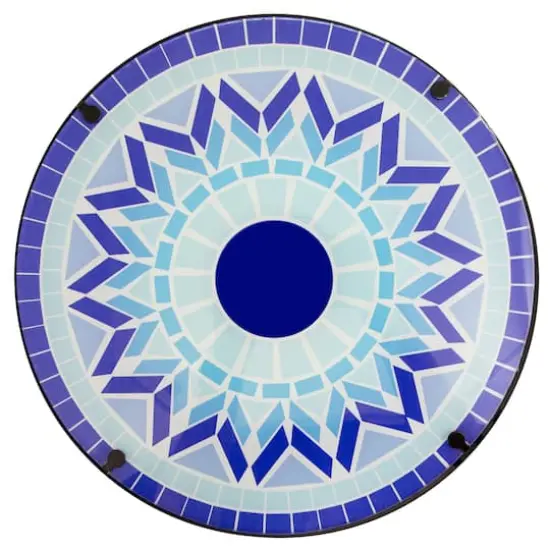 19" Blue Sun Mosaic Glass Patio Side Table {4}