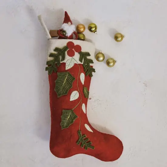 Hello Honey&reg; 18.5" Holly Berry Elegance Wool Stocking {3}