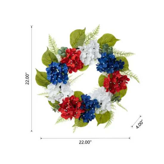 Glitzhome&reg; 22" Red, White & Blue Hydrangea Wreath {8}