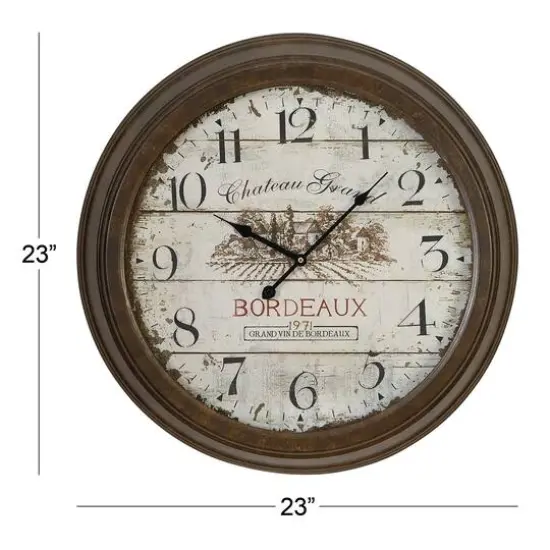 23" White Metal Vintage Wall Clock {8}