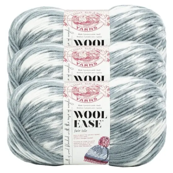 3 Pack Lion Brand&reg; Wool Ease&reg; Fair Isle Yarn Thaw and Medium Grey {1}
