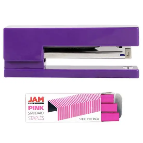 JAM Paper Desk Stapler & Staples Set Purple/Pink {1}