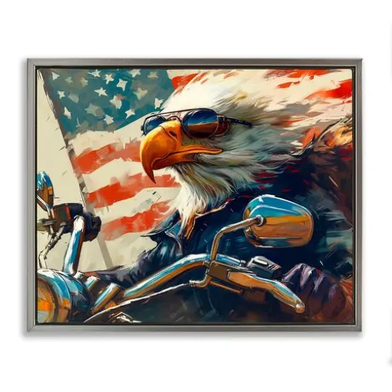 Stupell Industries Patriotic Bald Eagle Floater Framed Art Gray {1}