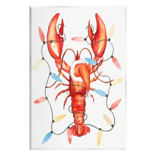 Stupell Industries Nautical Lobster Christmas Lights Wall Plaque Art {1}