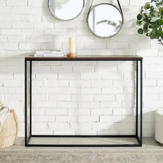 Walker Edison 42" Dark Walnut & Black Open Box Entry Table {5}