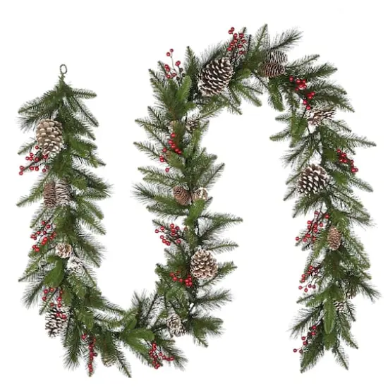 9ft. Bristle Berry Pine Garland With Battery Operated LED Lights {6}