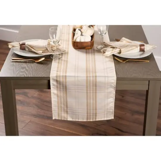 DII&reg; 72" Metallic Cream Plaid Table Runner {5}
