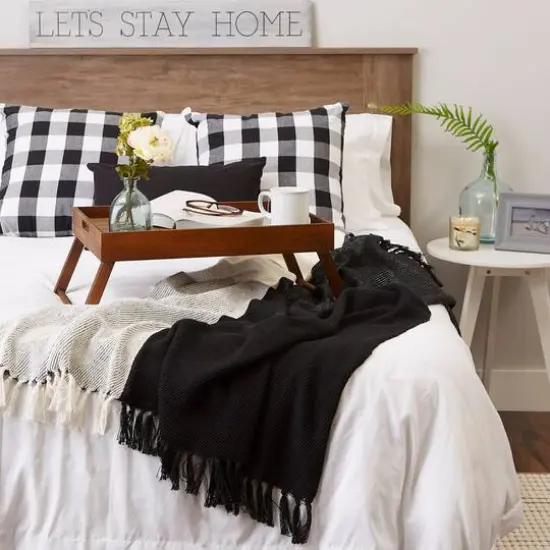 DII&reg; Black Four Square Woven Throw {6}