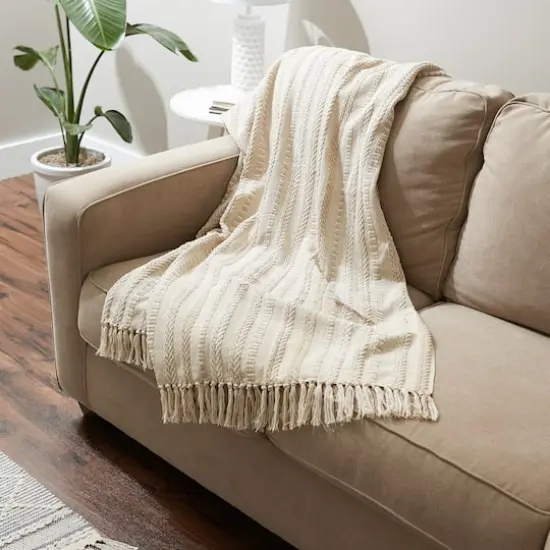 Vintage Linen Braided Stripe Throw {7}