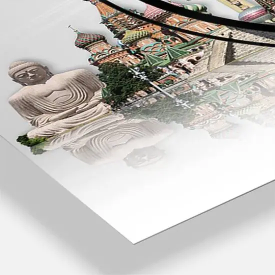 Designart Famous Monuments Across World Multipanel Wall Clock {4}