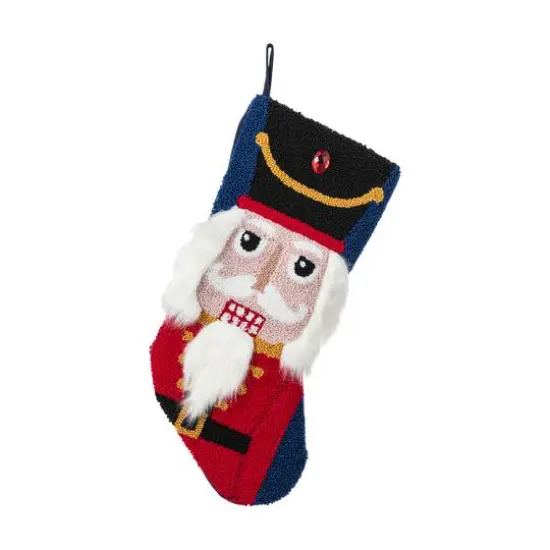 Glitzhome&reg; 21"L Hooked Christmas Nutcracker Stocking {1}