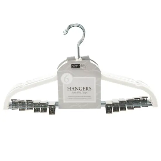 Simplify Slim Velvet Hangers with Clips, 6ct. White {4}