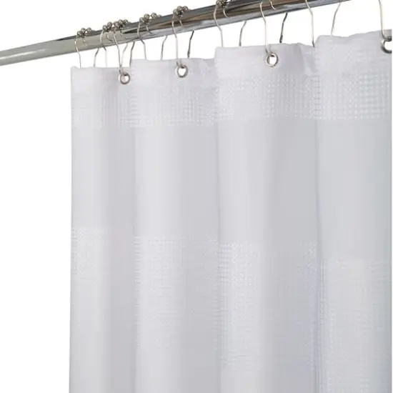 Elle D&eacute;cor White Jacquard Weave Shower Curtain {3}