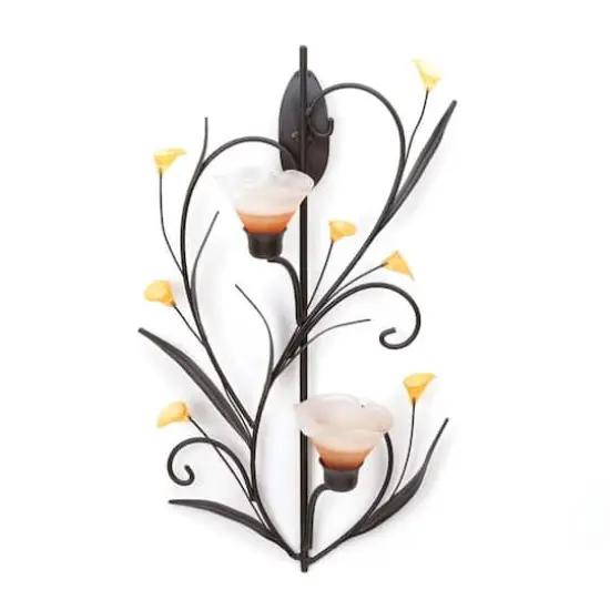 15" Amber Lilies Candle Wall Sconce {1}