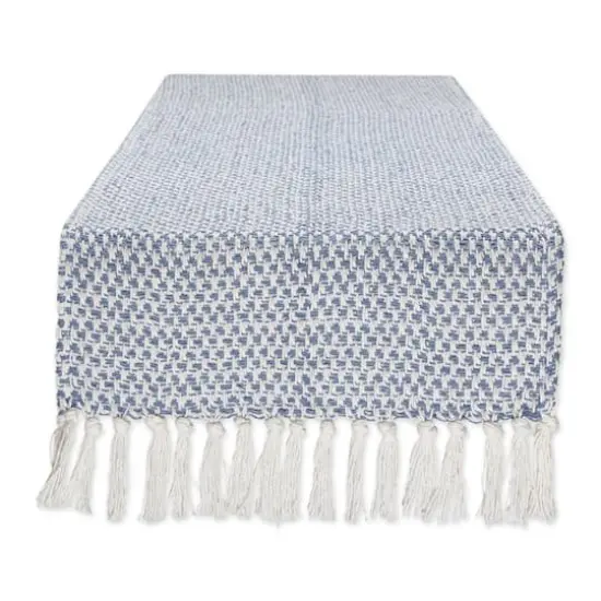 DII&reg; 108" Woven Fringed Table Runner Stonewash Blue {1}