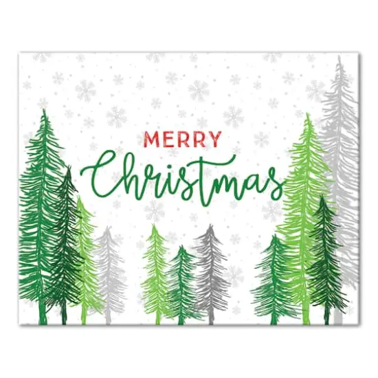Merry Christmas Forest Canvas Wall Art {1}