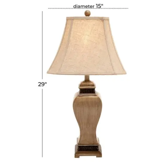 Set of 2 Brown Polystone Rustic Table Lamp, 29" {12}