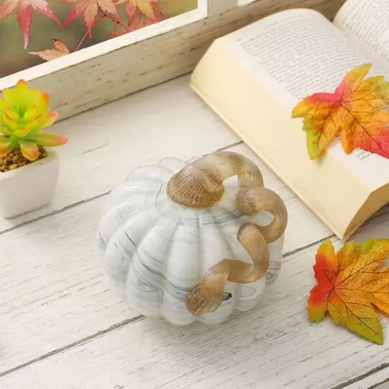 Glitzhome&reg; Small Marble Glass Pumpkin, Gray {11}