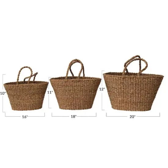 Hello Honey&reg; Hand-Woven Seagrass Totes with Handles Set {3}