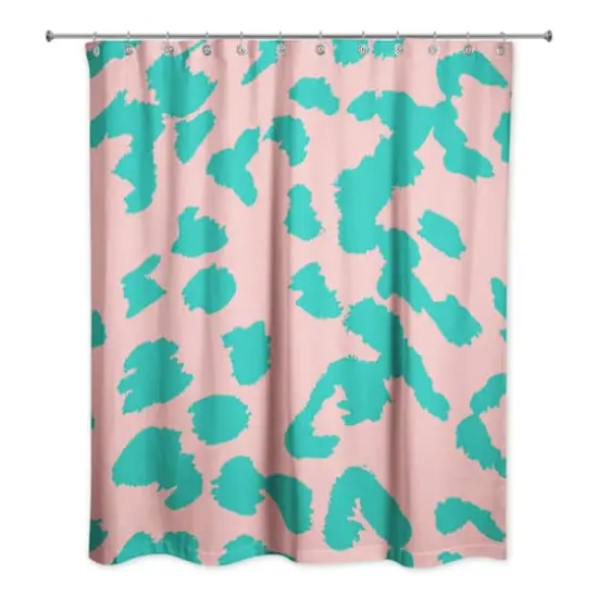 Leopard Shower Curtain Pink/Green {3}
