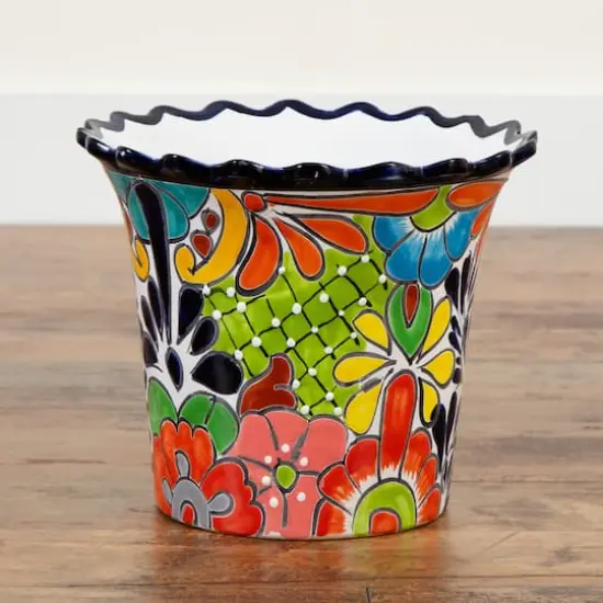 12" Handmade Mexican Talavera Ceramic Planter {4}
