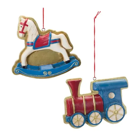 Rocking Horse & Toy Train Ornament Set {3}