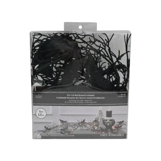 6ft. Orange LED Lighted Branch String Lights with Bats by Ashland® {4}