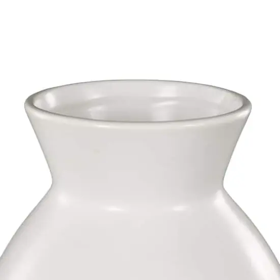 8" White Speckled Ceramic Minimalistic Vase {4}
