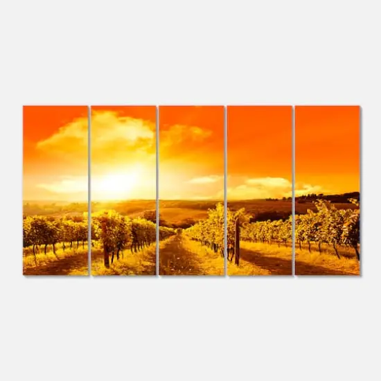 Designart - Scenic Sunset Road in Italy - Large Landscape Canvas Art {1}