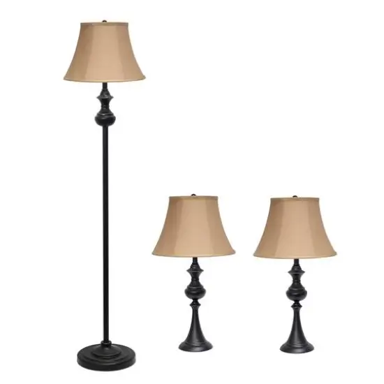 Lalia Home 3-Piece Restoration Bronze Lamp Set {1}